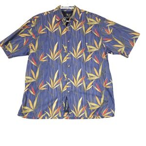 Bamboo Cay Men's Medium Floral Button Down Short Sleeve Shirt Casual